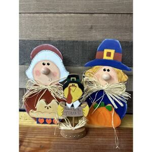 Wooden Pilgrim Table Decor 12” And Turkey